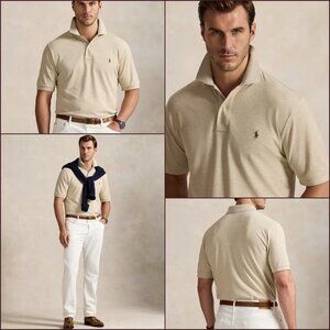 Polo Ralph Lauren Iconic Mesh Polo Shirt XL Expedition Dune Heather Classic Fit